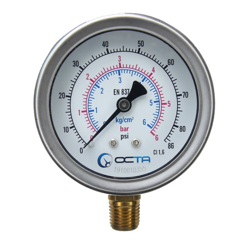 เกจวัดแรงดัน-pressure-gauge-octa-gb63-front-View-6bar