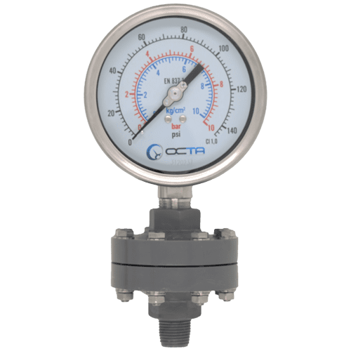 เกจวัดแรงดัน-pressure-gauge-with-diaphragm-uPVC-gs100-octa-front